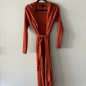 House Of Harlow 1960 Ribbed Sweater Knit Dress With Duster Cardigan in Rust